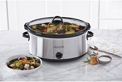 Crock-Pot 7 Quart Oval Manual Slow Cooker – Stainless Steel 07v
