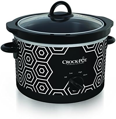 Crock-Pot 4.5 Quart Portable Slow Cooker – Black & White 0xs