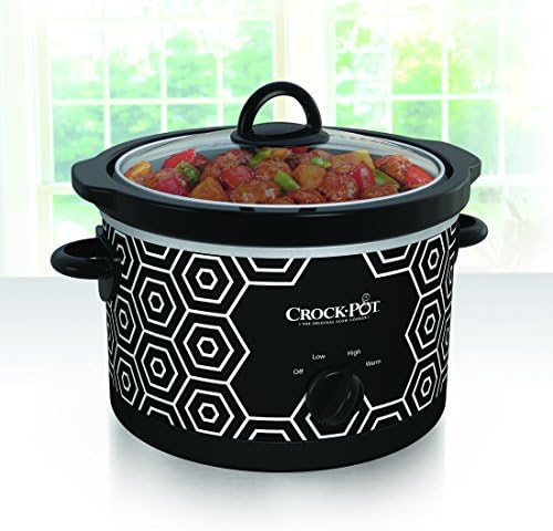 Crock-Pot 4.5 Quart Portable Slow Cooker – Black & White 0xs